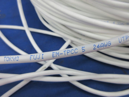 スーパーコイル0.5mm×4P(Cat.5e)(129m)(白)(絡まっている部分有) EM-TPCC5