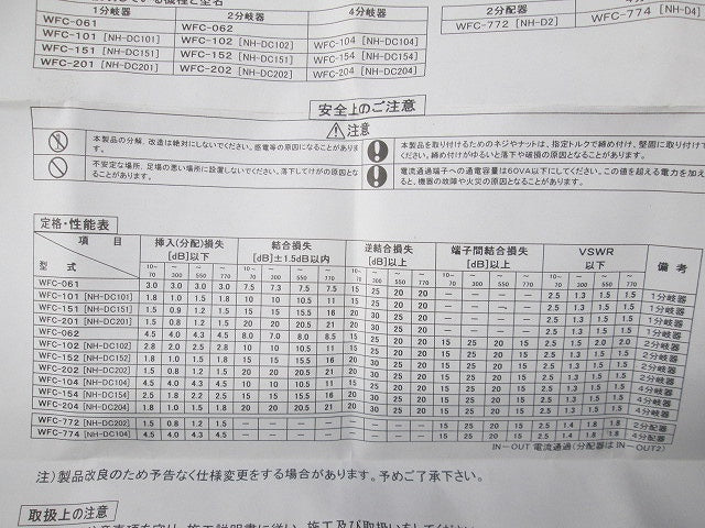2分配器(キズ・汚れ有) WFC-772