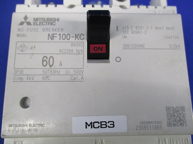ノーヒューズブレーカ 3P3E60A NF100-KC