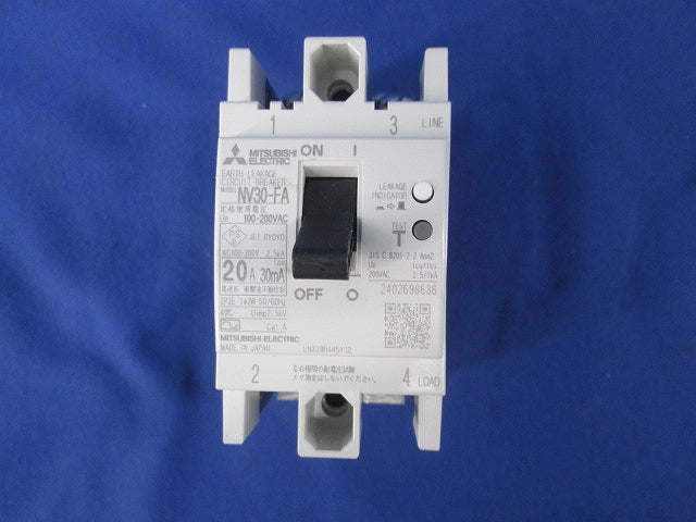 漏電遮断器 2P2E20A(キズ・汚れ有) NV30-FA