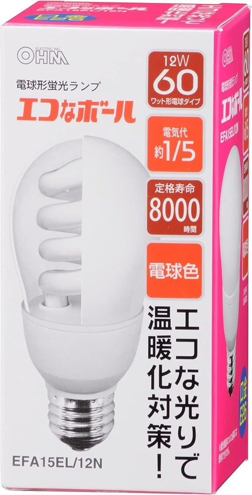 電球形蛍光灯 エコナボール60W形口金E26電球色 EFA15EL/12N