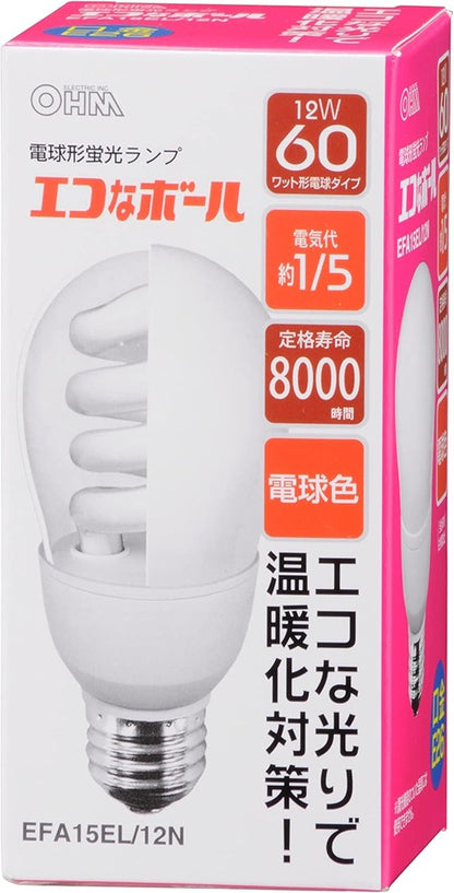 電球形蛍光灯 エコナボール60W形口金E26電球色 EFA15EL/12N