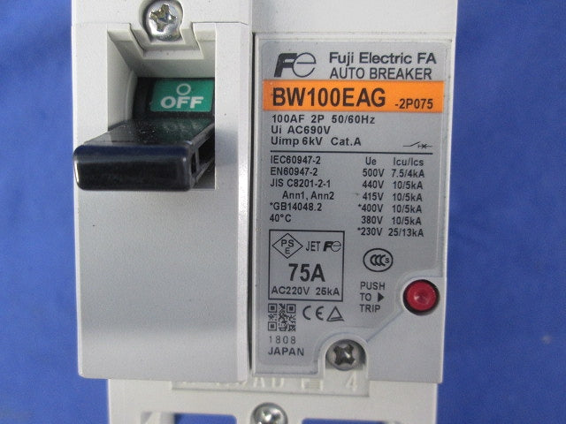 一般配線用 オートブレーカ2P75A BW100EAG