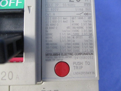 ノーヒューズブレーカ2P20A NF63-CV