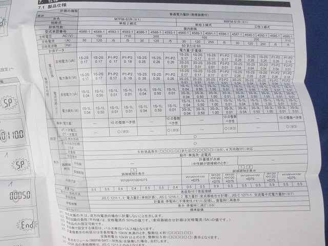 普通電力量計3P3W200V250A50Hz M8FM-S1R