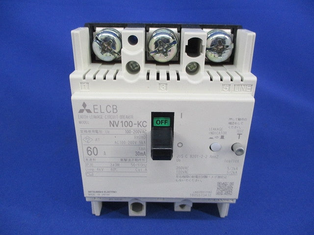 漏電ブレーカー3P3E60A NV100-KC