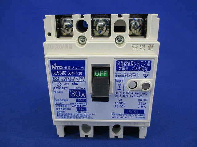 漏電ブレーカ3P3E30A GE53WC