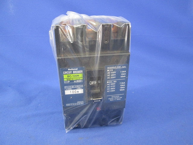 漏電警報・表示付GDブレーカ 3P100A National BC-100N BBC3100N