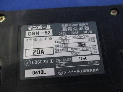 漏電遮断器2P2E20A GBN-52