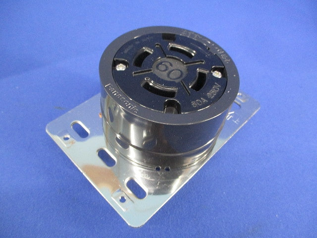 接地3P60A引掛埋込コンセント(圧着端子付)(ブラック) WF2460B