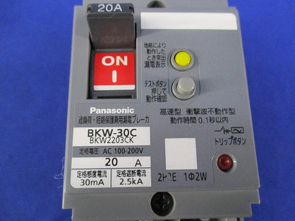 漏電遮断器2P2E20A BKW-30C BKW2203CK