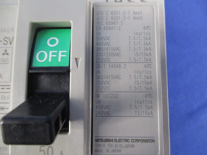 ノーヒューズブレーカ 3P50A(アラームスイッチ無し) NF63-SV