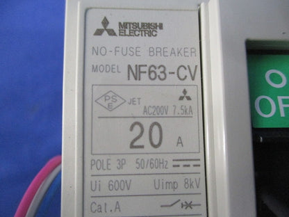ノーヒューズブレーカ3P20A 三菱電機