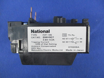 サーマル過負荷リレーBMH907 National FHT-15N