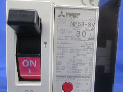 ノーヒューズブレーカ 2P30A(アラームスイッチ付) NF63-SV