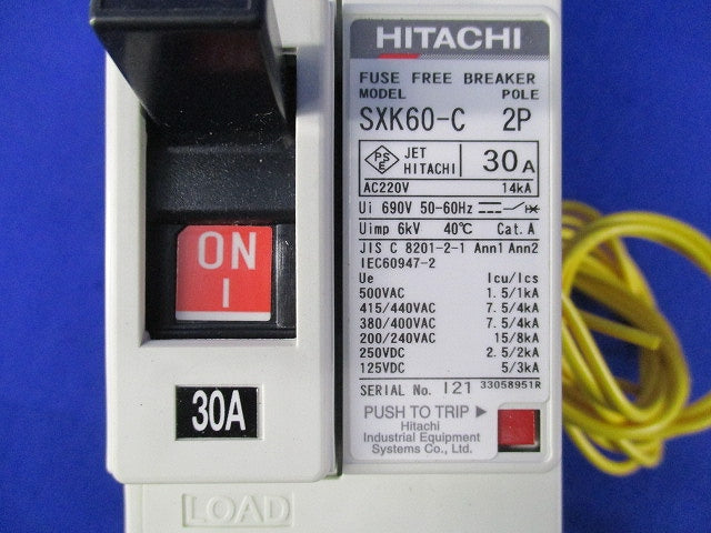 ヒューズフリー遮断器2P30A SXK60-C