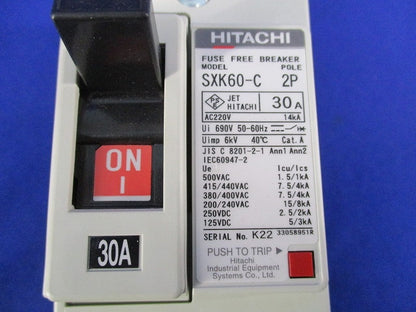 ヒューズフリー遮断器2P30A SXK60-C