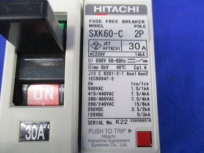 ヒューズフリー遮断器2P30A SXK60-C