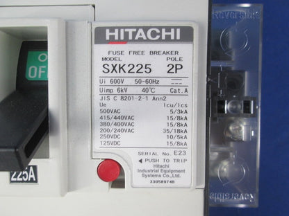 ヒューズフリー遮断器2P225A SXK225