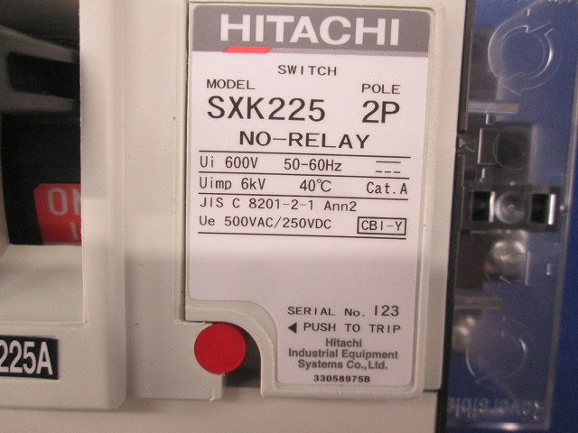 ヒューズフリー遮断器2P225A SXK225