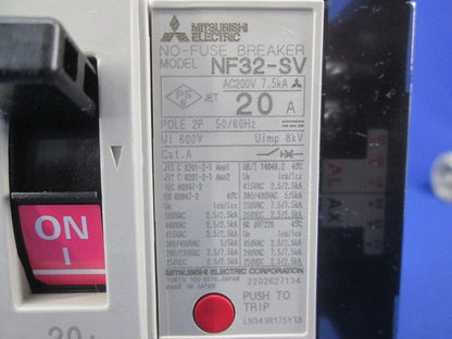 ノーヒューズブレーカ2P20A(アラームスイッチ付) NF32-SV