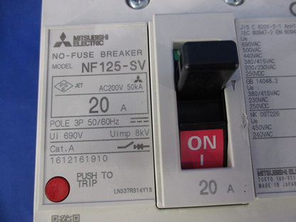 ノーヒューズ遮断器3P20A NF125-SV