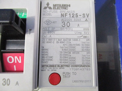 ノーヒューズ遮断器2P30A NF125-SV