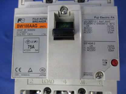 配線用遮断器3P75A BW100AAG-3P075