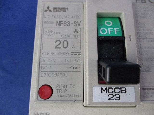 漏電遮断器3P20A(テプラ有) NV50-KC