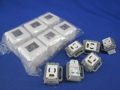 埋込抜止接地シングルコンセント(6組入)ピュアホワイト JEC-BN-9G+CSB-F1N-PW