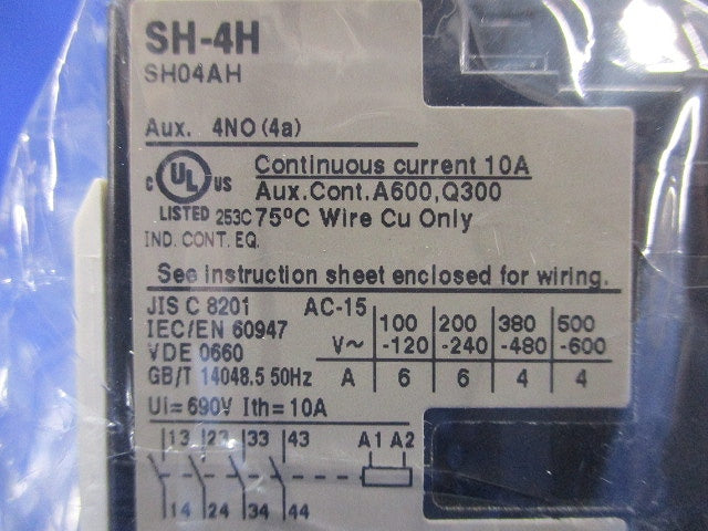 単接点形補助継電器 200V SH-4H