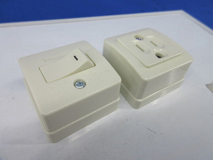 10A角型タンブラスイッチ・接地角型コンセントセット(混在9個入)National WS3001他