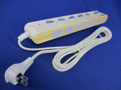 節電タップ 雷ガード・独立スイッチ付き(6個口・3m)変色有 HS-T1137W