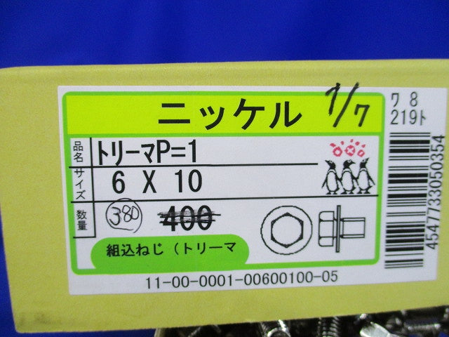 ニッケル トリーマP=1(6×10)組込ねじ(380本以上入) 型番不明