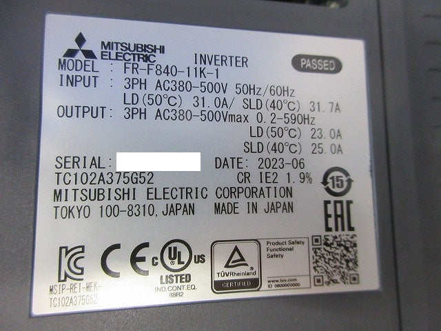 汎用インバータ(三相 380〜500V) FR-F840-11K-1