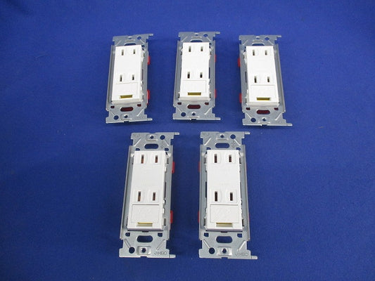 埋込アースターミナル付ダブルコンセント(5個入)(ピュアホワイト) JEC-BN-55E