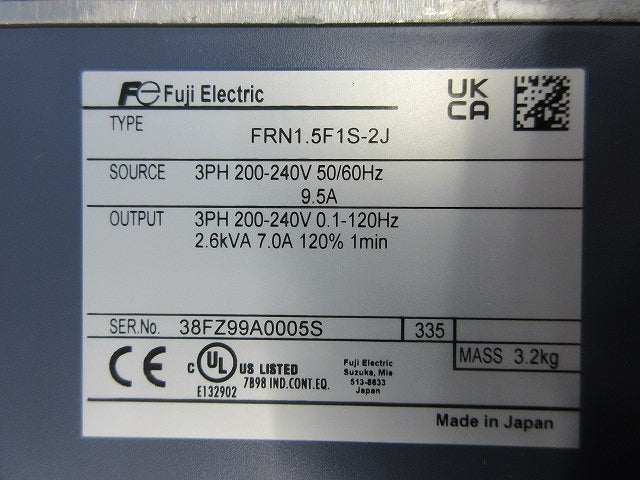 ファン･ポンプ用インバータ FRN1.5F1S-2J