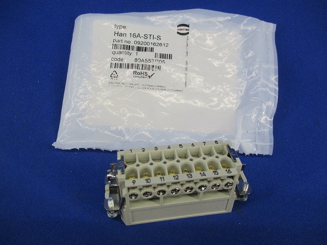 角形コネクタ用インサート Han 16A-STI-S
