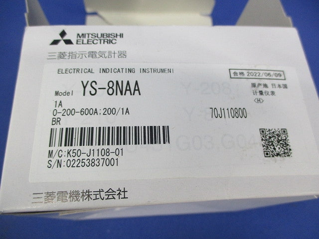 指示電気計器 交流電流計0-200-600A 200/1A YS-8NAA