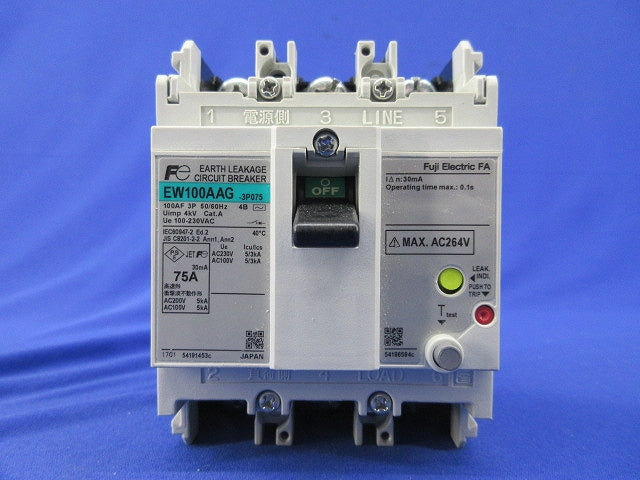 一般配線用 漏電遮断器 3P75A EW100AAG-3P075