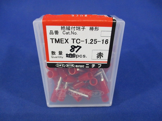 絶縁被覆付圧着端子 棒形(87個入)赤 TMEXTC-1.25-16