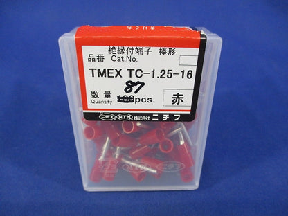 絶縁被覆付圧着端子 棒形(87個入)赤 TMEXTC-1.25-16