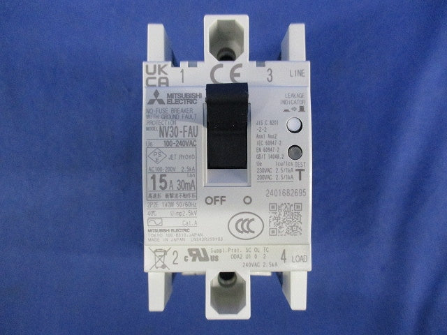 漏電遮断器2P15A NV30-FAU