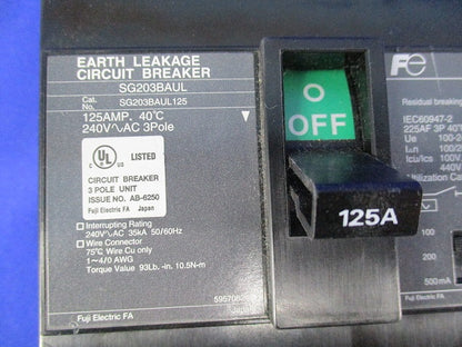 漏電遮断器3P125A(ジャンク品) SG203BAUL