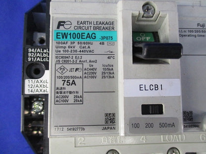 一般配線用漏電遮断器3P75A EW100EAG