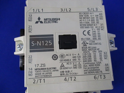 電磁接触器 AC200V S-N125