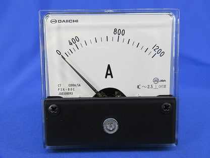 角形指示計器 交流電圧計 1200A/5A PSK-80C