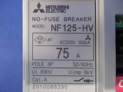 ノーヒューズブレーカ3P75A NF125-HV