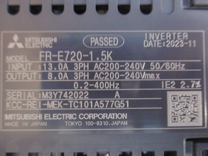 小形インバータ FR-E720-1.5K