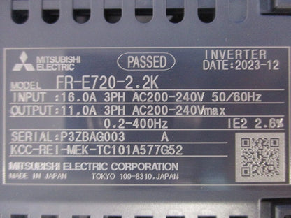 小形インバータ FR-E720-2.2K